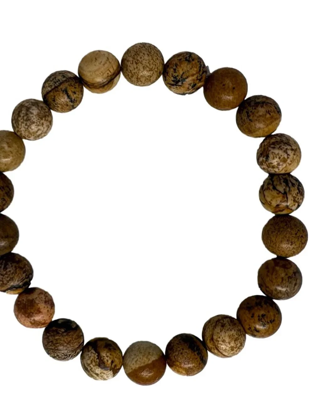 8mm Natural Yellow Picture Jasper Bead Bracelet Genuine Gemstone Custom Size